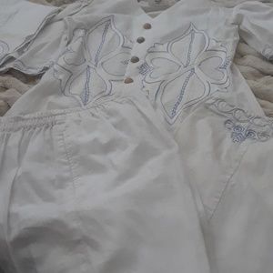 Kris St. Chuks 3 piece white & blue pants set